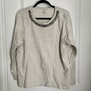 J Crew Beaded Neckline Sweatshirt